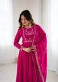 Lehenga Mart Designer Anarkali Suit Ready To Wear Kurta Pant With Dupatta For Women-Dark Pink