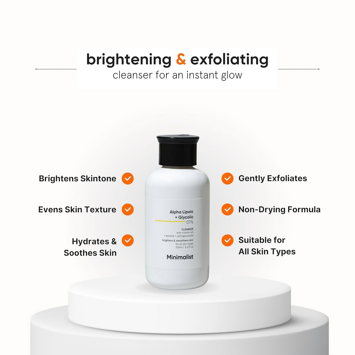 Minimalist 7% ALA + Glycolic Brightening Face Wash