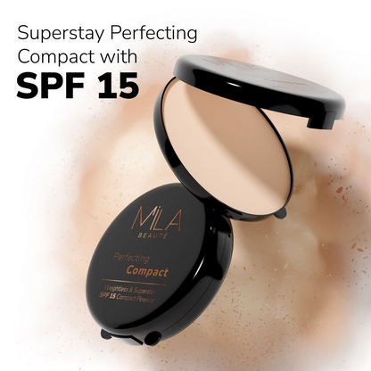 Mila Beaute Superstay Natural Matte Finish Perfecting Compact Powder with SPF 15 - True Beige