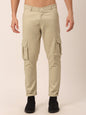 Jainish Men's Casual Cotton Solid Cargo Pants ( KGP 154 Cream )