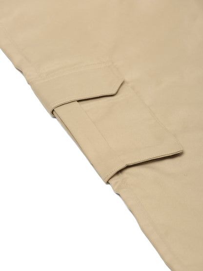 Jainish Men's Casual Cotton Solid Cargo Pants ( KGP 154 Cream )