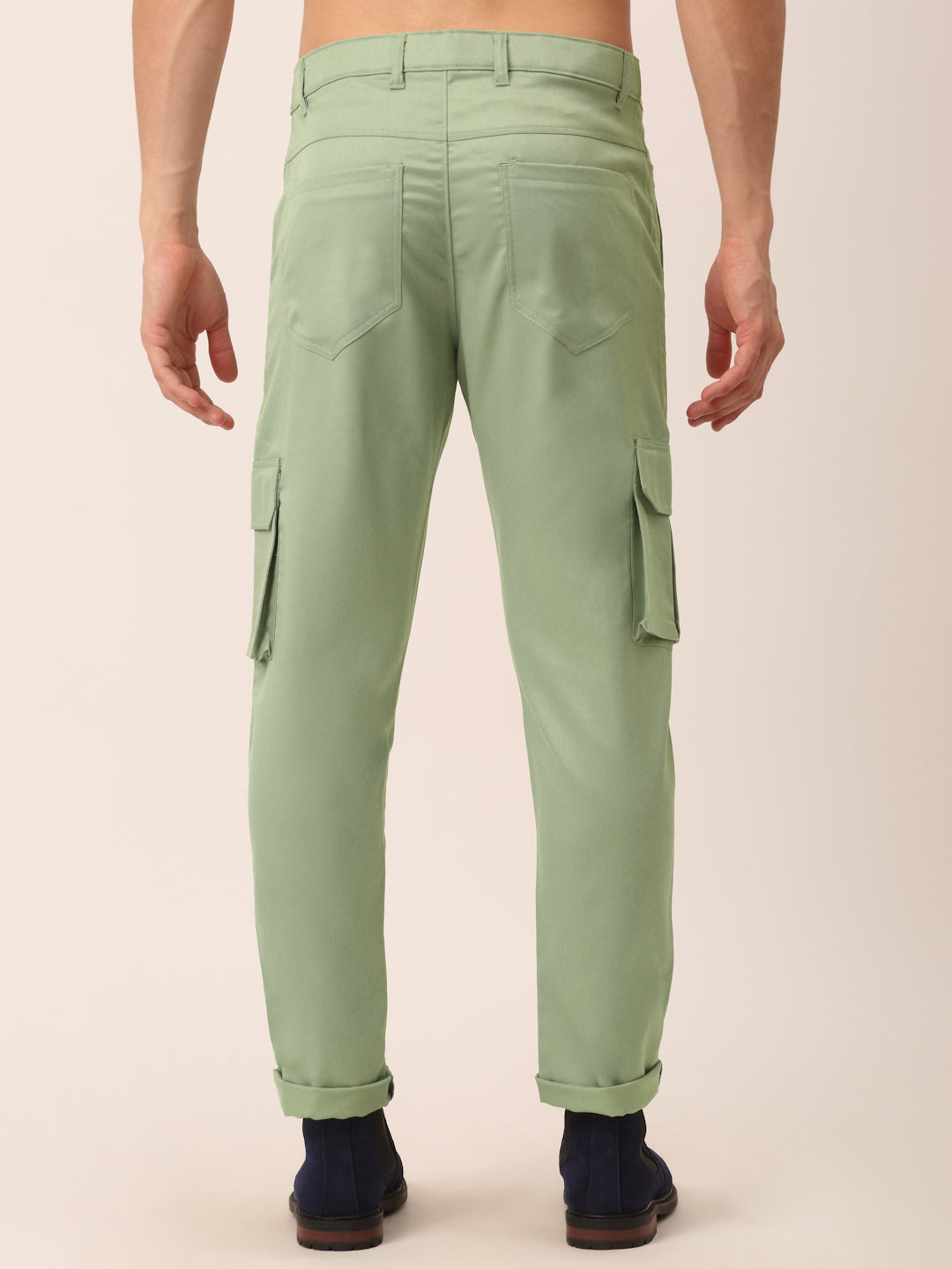 Jainish Men's Casual Cotton Solid Cargo Pants ( KGP 154 Pista-Green )