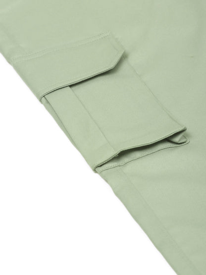 Jainish Men's Casual Cotton Solid Cargo Pants ( KGP 154 Pista-Green )