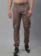 Jainish Men's Casual Cotton Solid Cargo Pants - Brown