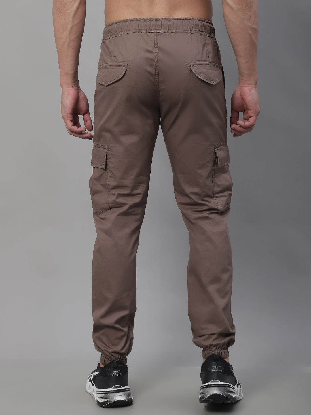 Jainish Men's Casual Cotton Solid Cargo Pants - Brown