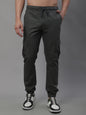 Jainish Men's Casual Cotton Solid Cargo Pants - Grey