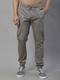 Jainish Men's Casual Cotton Solid Cargo Pants - Light-Grey