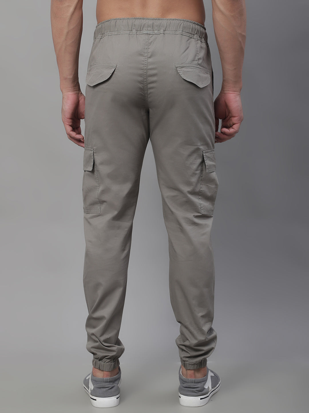 Jainish Men's Casual Cotton Solid Cargo Pants - Light-Grey