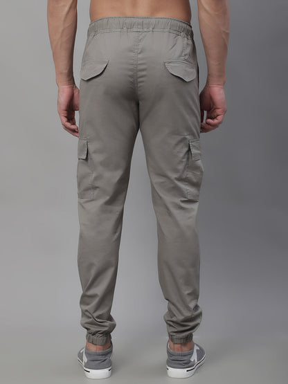 Jainish Men's Casual Cotton Solid Cargo Pants - Light-Grey