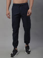 Jainish Men's Casual Cotton Solid Cargo Pants - Navy Blue