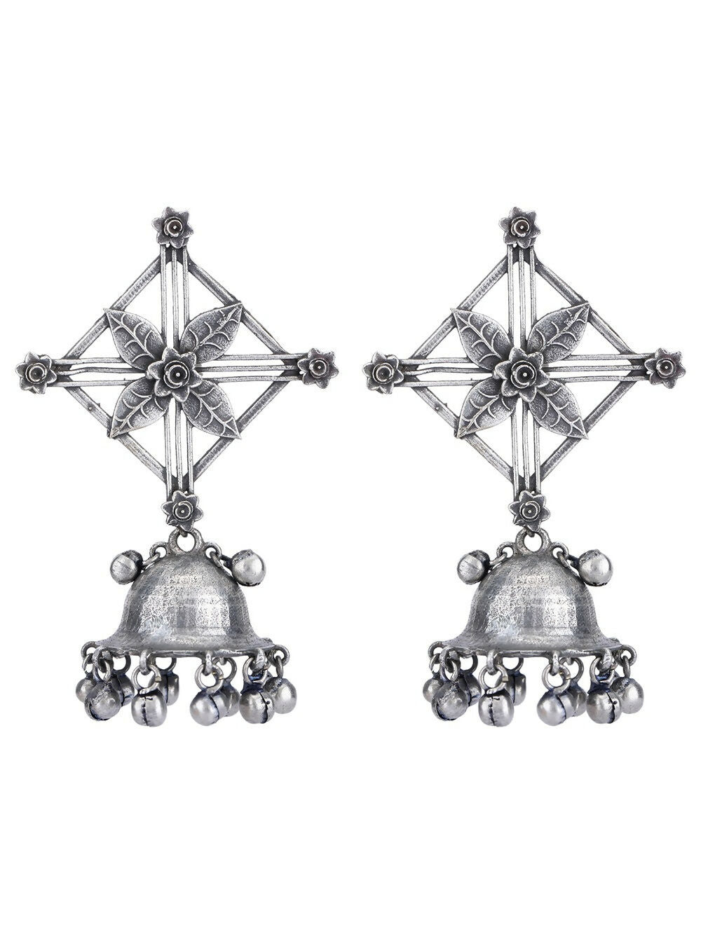 Joban Fashion Women Ghungroo Style Silver Tone Brass Jhumka
