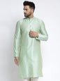 Jompers Men's Green Solid Dupion Silk Kurta Only