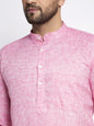 Jompers Men Pink & White Self Design Kurta Only