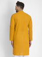 Jompers Men Mustard Embroidered Kurta Only