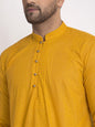 Jompers Men Mustard Embroidered Kurta Only