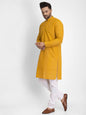 Jompers Men Mustard Embroidered Kurta Only
