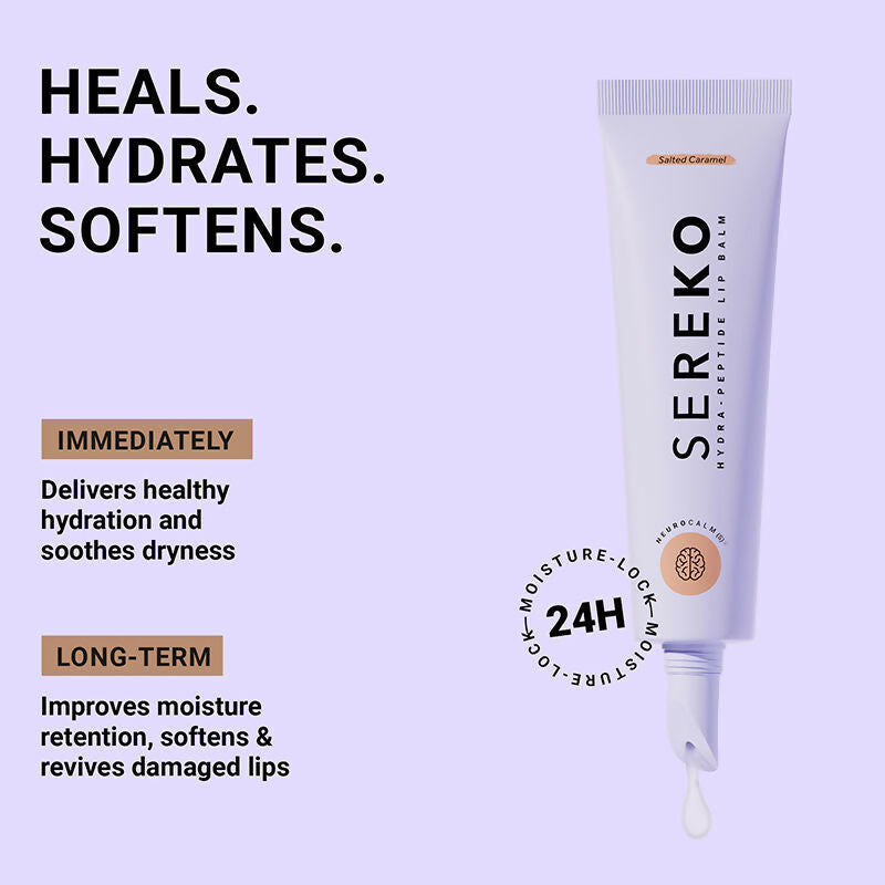 Sereko Hydra - Peptide Lip Balm, Clear, Enriched With Ceramides Barrier Repair Salted Caramel