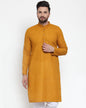 Jompers Men Mustard Chikan Kurta Only