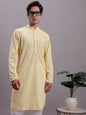 Jompers Men's Yellow Chikankari Embroidered and Sequence Kurta