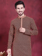 Jompers Men's Sequins Embroidered Kurta - Orange
