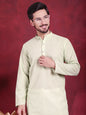 Jompers Men's Chikankari Embroidered Kurta - Pista
