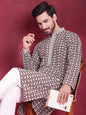 Jompers Men's Sequins Embroidered Kurta - Brown