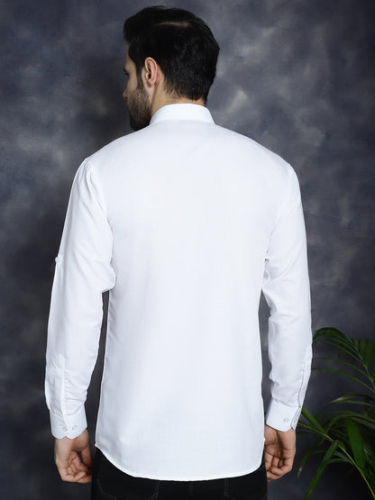 Jompers Men's White Solid Short Kurta