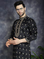 Jompers Men's Black Chikankari Embroidered Kurta - Black