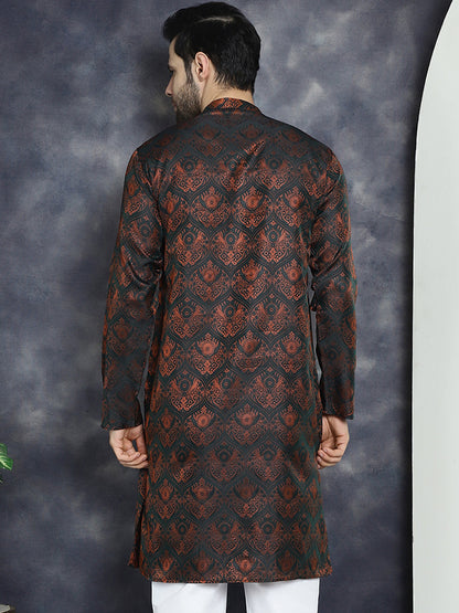 Jompers Men's Bronze Silk Blend Straight Kurta - Bronze
