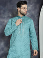 Jompers Men's Sequins Embroidered Kurta - Blue