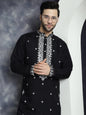 Jompers Men's Embroidered Kurta - Black