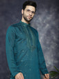 Jompers Men's Sequins Embroidered Kurta - Teal