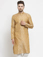 Jompers Men's Silver-Colored & Golden Self Design Kurta Only