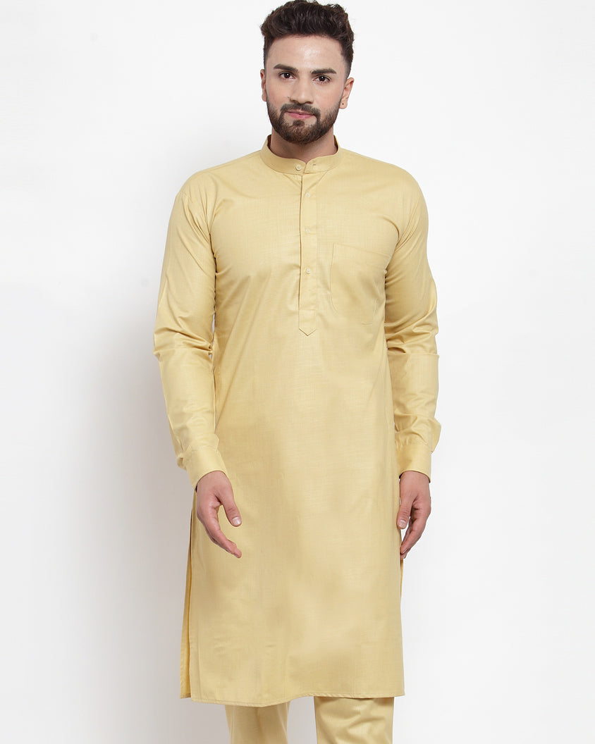 Jompers Men Beige Solid Kurta Only