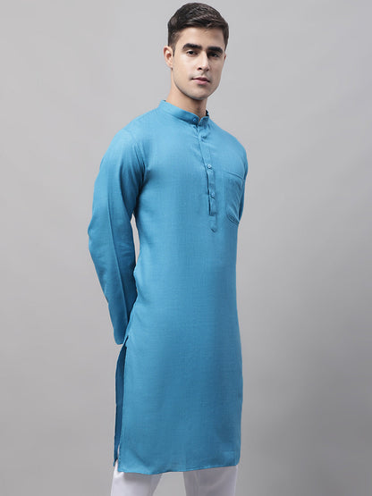 Jompers Men's Cotton Solid Kurta - Teal