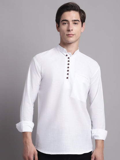 Jompers Men's Black Solid Straight Short Kurta