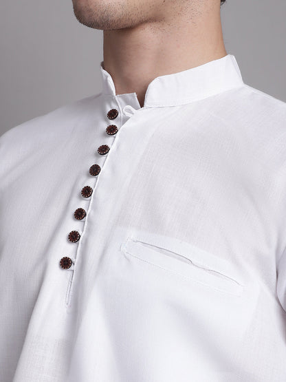 Jompers Men's Black Solid Straight Short Kurta