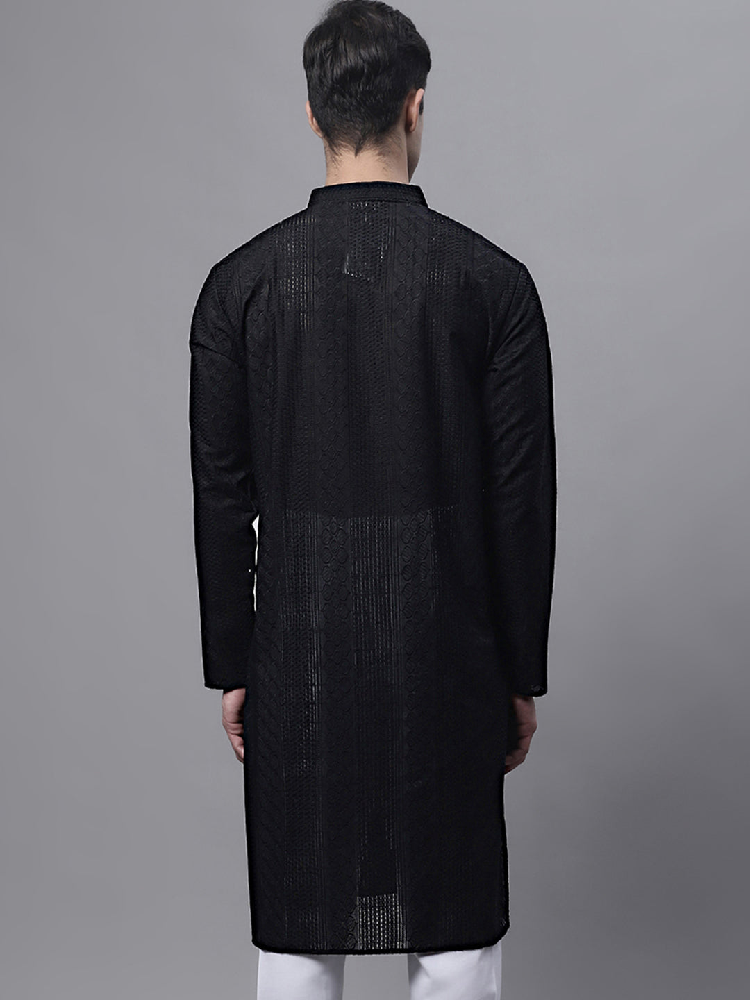 Jompers Men's Black Embroiderd Kurta