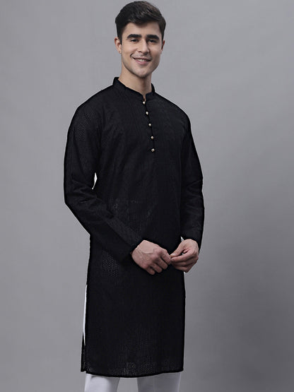 Jompers Men's Black Embroiderd Kurta
