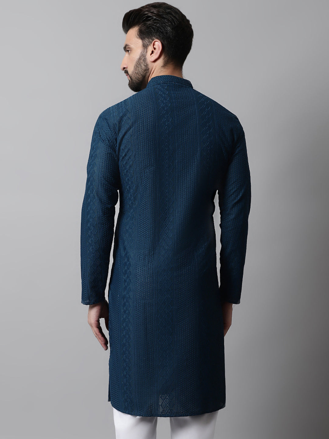 Jompers Men's Embroiderd Kurta - Teal