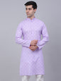 Jompers Men's Cotton Floral printed Kurta - Purple