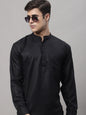 Jompers Men's Black Solid Short Kurta