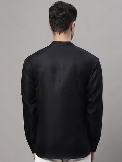 Jompers Men's Black Solid Short Kurta