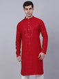 Jompers Men's Maroon Chikankari Embroidered and Sequence Kurta Only