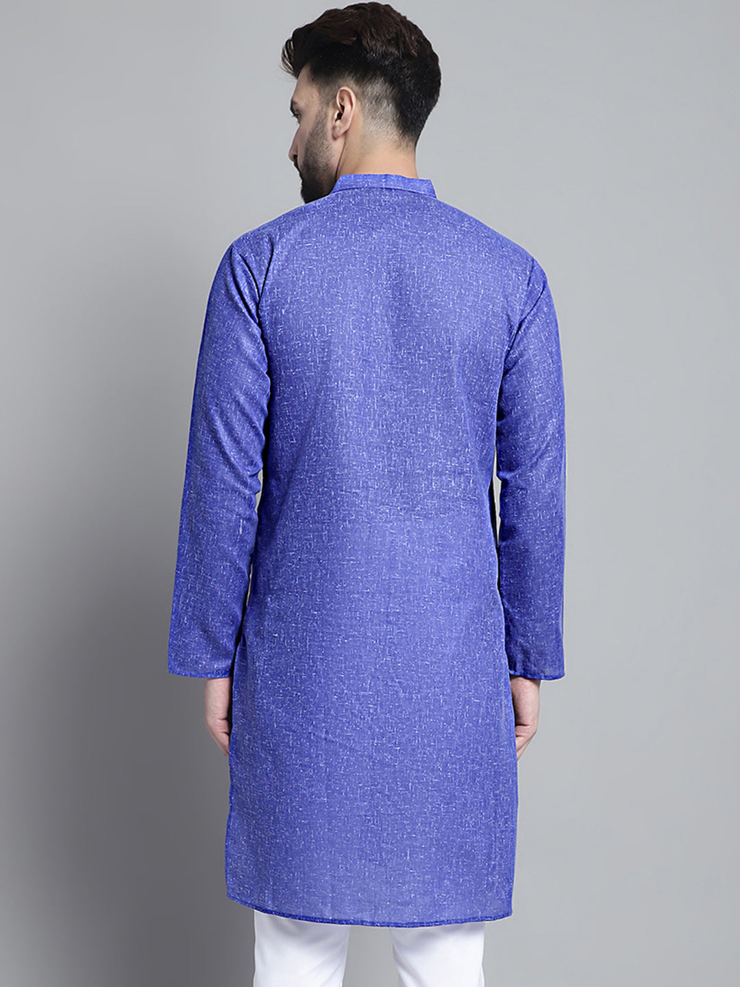 Jompers Men's Solid Pure Cotton Kurta Only - Blue