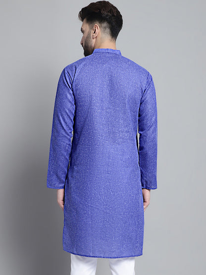 Jompers Men's Solid Pure Cotton Kurta Only - Blue