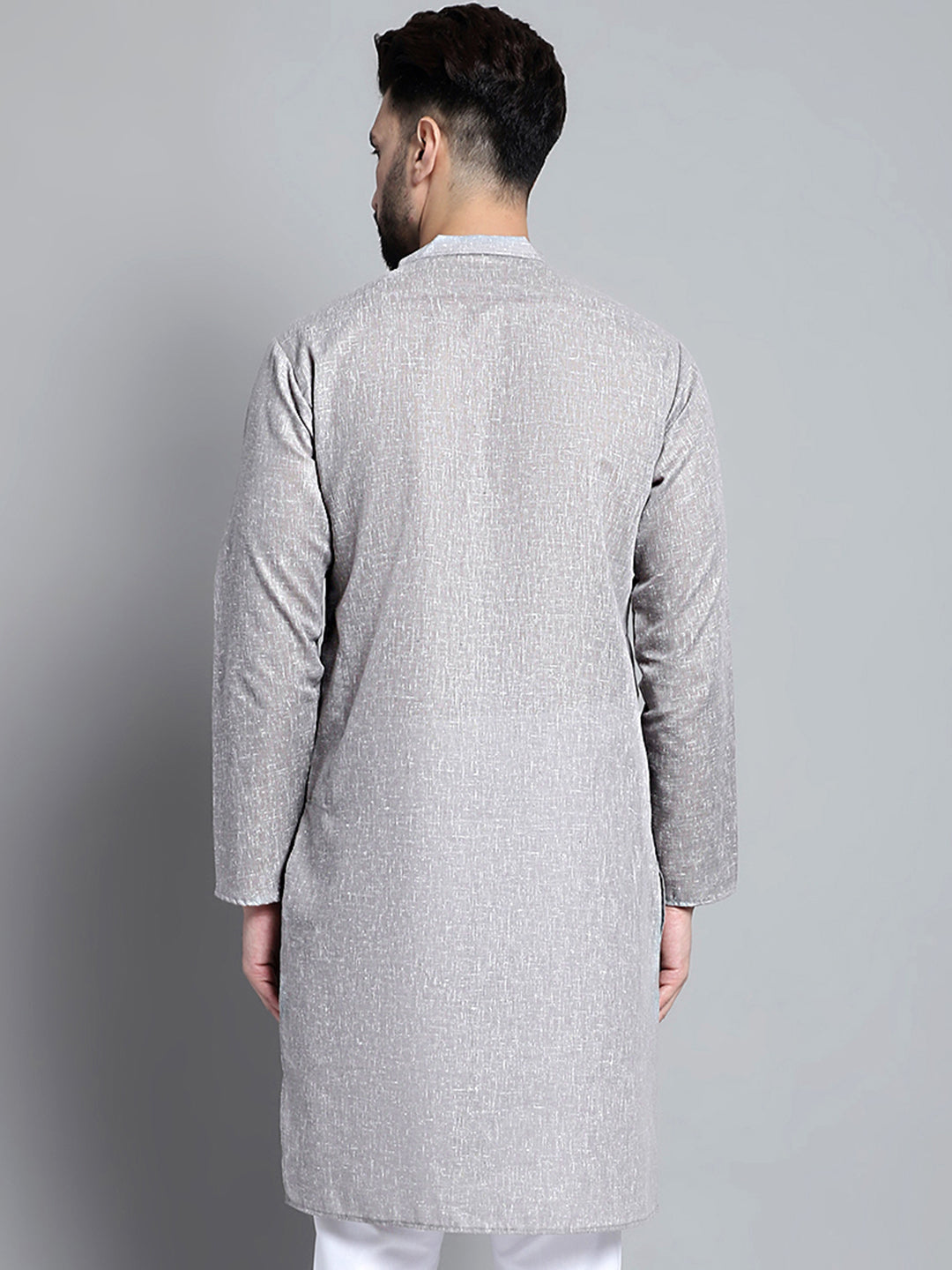 Jompers Men's Solid Pure Cotton Kurta Only - Grey