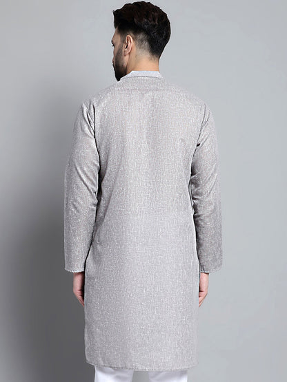 Jompers Men's Solid Pure Cotton Kurta Only - Grey