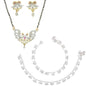 AanyaCentric Gold-Polished Mangalsutra Pendant Earring Set & Silver Plated Anklet