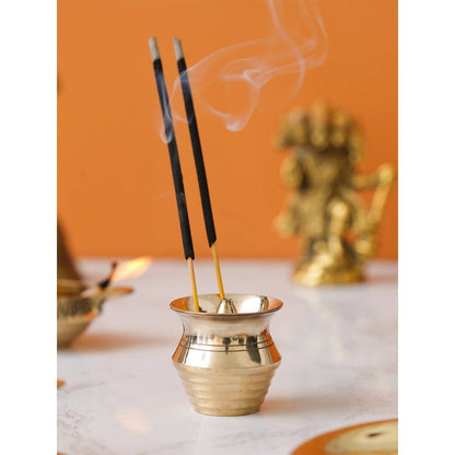 eCraftIndia Yellow Brass Incense Stick Holder